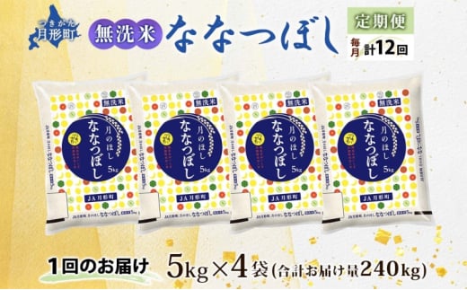 北海道 定期便 12ヵ月連続12回 令和6年産 ななつぼし 無洗米 5kg×4袋 特A 米 白米 ご飯 お米 ごはん 国産 ブランド米 時短 便利 常温 お取り寄せ 産地直送 送料無料 [№5783-0429]