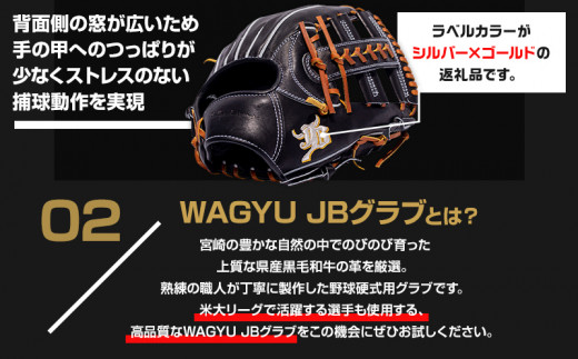 宮崎県産牛革使用 WAGYU JB 硬式用 グラブ 内野手用 JB-006S(ブラック/右投げ用)_M147-028_01