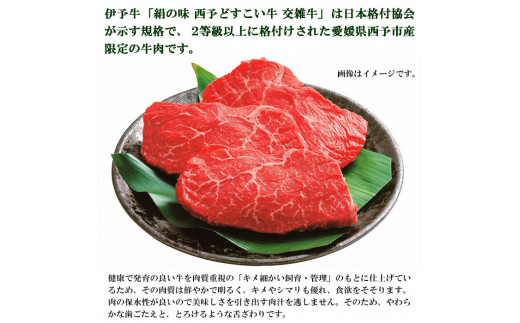 愛媛県西予市産　伊予牛絹の味西予どすこい牛　交雑牛モモステーキ　650g