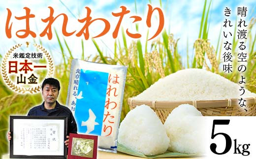 【コメ鑑定技術日本一の山金】 新米 特A はれわたり 5kg （令和6年産） 白米 精米 米 お米 おこめ コメ 東北 青森県 南部町 F21U-343