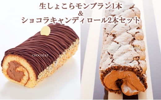 ケーキ 生しょこらモンブラン 1本 ＆ ショコラキャンディロール 1本 セット 菓子 お菓子 スイーツ デザート ロールケーキ 洋菓子 生菓子 モンブラン 食べ比べ ベルギー チョコ チョコレート ガーナ