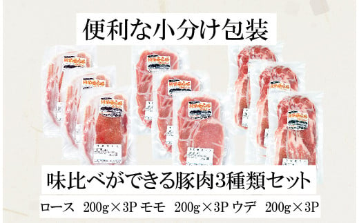 いわて純情豚 遠野産 亜麻豚 焼肉 用 食べ比べ 合計 1.8kg ロース モモ ウデ 肉 各 200g×3P 笹村精肉店 ブランド豚 岩手県 遠野市 セット 詰め合わせ 冷凍 ギフト