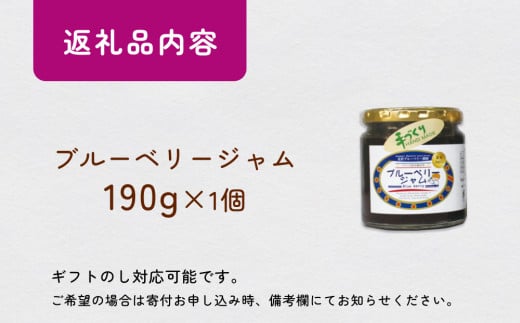 ブルーベリージャム 190g  無添加 摘みたて 手作り 果実 100% アントシアニン トッピング