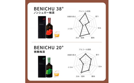 【祝北陸新幹線延伸】梅酒 BENICHU20° BENICHU38° 300ml 2本 甘くない梅酒 飲み比べセット お酒 リキュール うめしゅ 酒 アルコール 飲み比べ セット 紅映梅 微糖 無糖 梅 うめ ウメ 福井県 福井[№5580-0018]