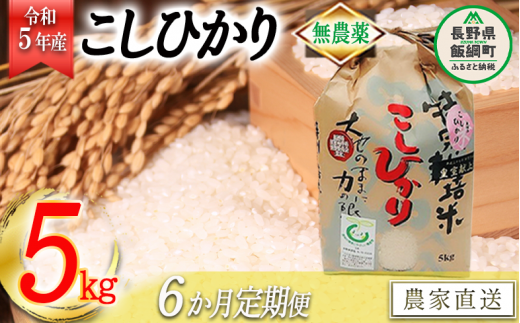 米 無農薬栽培 こしひかり 5kg × 6回 【 6か月 定期便 】( 令和5年産 ) 特別栽培米 なかまた農園 2023年10月上旬頃から順次発送予定 コシヒカリ 白米 精米 お米 無農薬 数量限定 信州 180000円 予約 農家直送 長野県 飯綱町 [1186]