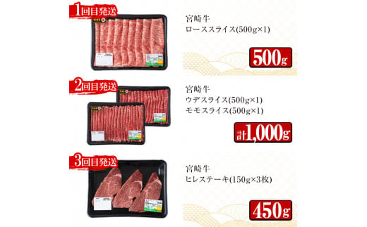 ＜定期便・6回(連続)＞宮崎牛・定期便D(6ヶ月)国産 宮崎県産 宮崎牛 牛肉 ステーキ 焼肉 すき焼き A4 和牛 ブランド牛【MI024】【(株)ミヤチク宮崎加工センター】