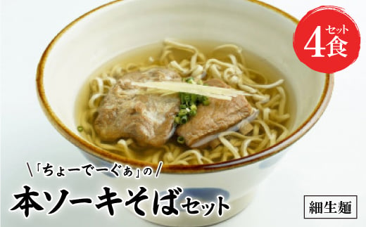 〈細生麺〉ちょーでーぐぁ 沖縄そば(本ソーキ)4食セット【1523261】