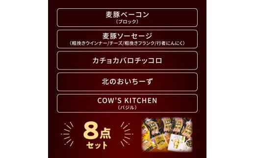 北島農場のブロックベーコン ＆ ナチュラルチーズなど料理にも使える8点セット