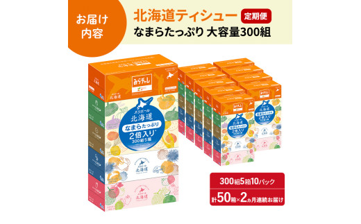 2ヵ月連続お届け 計100箱 エリエール 北海道 ティシュー なまらたっぷり 300組5箱 10パック 大容量 まとめ買い 防災 常備品 備蓄品 消耗品 日用品 生活必需品 送料無料 赤平市