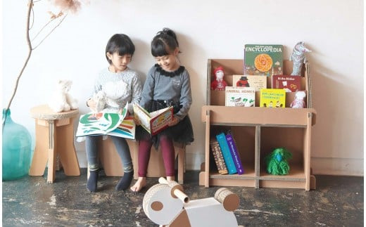 29-6_【ダンボール家具・トイ】ダンボールえほん棚｜絵本 おままごと おもちゃ 子ども 遊具 遊び 室内遊び かわいい