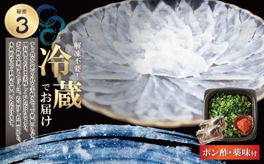 W01-01 とらふぐ刺し（3人前）※2026年2月発送分 薬味 ポン酢付き 国産 とらふぐ ふぐ ふぐ刺し てっさ 刺身 冷蔵 人気 おすすめ トラフグ 高品質