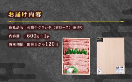 佐賀牛肩ロース（クラシタ）薄切り 600g