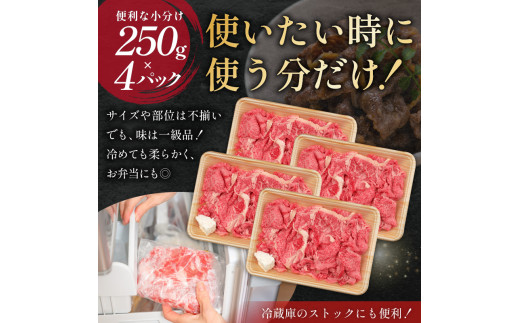 【7営業日以内発送】 飛騨牛切り落とし1Kg（250ｇ×4）【 早期発送  牛肉 カレー シチュー 牛丼 肉じゃが 牛しぐれ煮 炒め物 食品 肉 国産 和牛 ブランド牛 ブランド 小分け パック セット 国産牛 お肉 ロース もも 赤身 バラ ミックス 料理 岐阜県 】