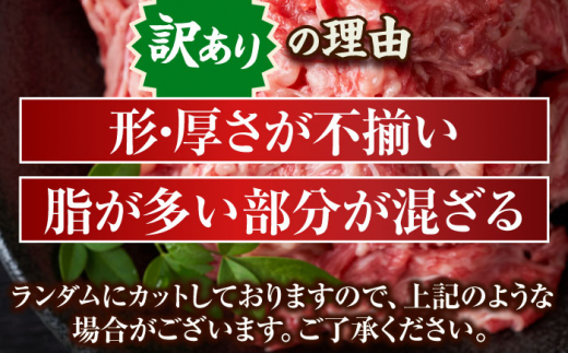 【全3回定期便】【訳あり】【A4～A5】長崎和牛焼肉切り落とし(肩ロース・バラ）　1kg（500g×2p）【株式会社 MEAT PLUS】 [QBS042]