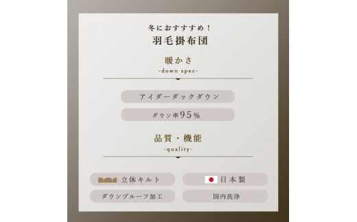 アイダーダックダウン95％使用 羽毛掛け布団 クイーン 1枚 （ブルー）　羽毛布団 掛け布団 クイーン アイダーダックダウン95％ 国内洗浄 立体キルト 日本製 掛布団 寝具 冬 厚め 本掛け ダウンケット 布団 ブルー