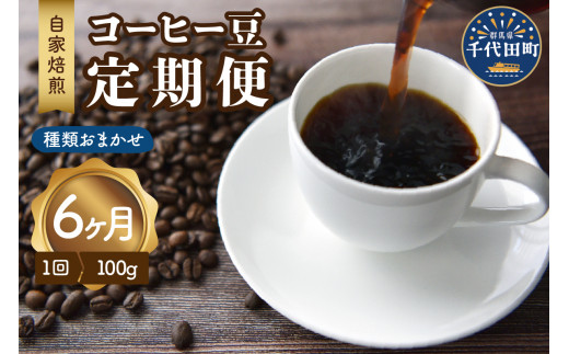 【6ヵ月定期便】自家焙煎コーヒー豆 100g×6ヵ月 種類おまかせ スペシャルティコーヒー こだわり 目利き 焙煎 自家焙煎 ティータイム 人気 群馬県 千代田町