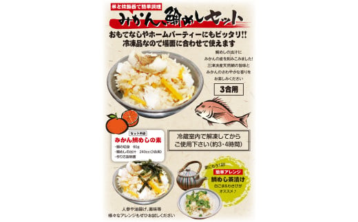 鯛めし 愛媛 みかん鯛めしの素 3合炊き3パック 魚屋さんが作った 自家製 吉井鮮魚｜C104