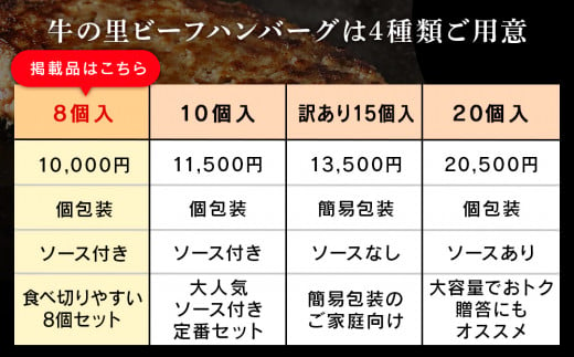 牛の里ビーフハンバーグ（110g×8個）特製ソース（8袋）の詰合せ ハンバーグ 牛肉 国産 人気 ソース付