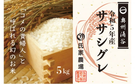 令和6年産 氏家農場の幻のお米「ササシグレ」5kg | 精米 白米 ご飯 栽培期間中 化学肥料 農薬 不使用 希少 主食 おにぎり お弁当 炭水化物 幻のお米 甘み あっさり ※2024年10月中旬頃より順次発送予定