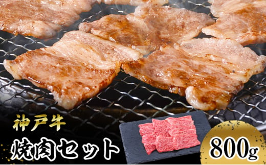 [№5258-1017]【神戸牛】焼肉セット　８００ｇ(赤身焼肉４００ｇ、バラ焼肉４００ｇ)