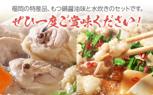 福岡県産ハーブ鶏水炊き＆国産牛もつ鍋（みそ味）食べ比べセット 各2人前 お取り寄せグルメ お取り寄せ 福岡 お土産 九州 福岡土産 取り寄せ グルメ 福岡県