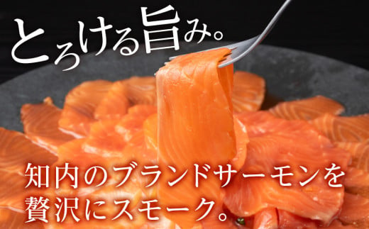 国産☆スモーク サーモンスライス 知内町産☆〈冷凍〉500g ふるさと納税 鮭 冷凍サーモン 切り落とし 海鮮 人気 小分け 北海道 知内