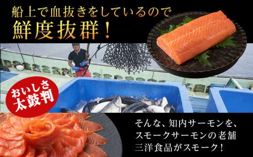 国産☆スモーク サーモンスライス 知内町産☆〈冷凍〉500g ふるさと納税 鮭 冷凍サーモン 切り落とし 海鮮 人気 小分け 北海道 知内