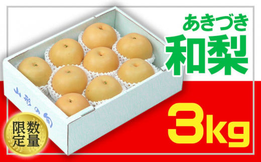 ☆フルーツ王国山形☆和梨(あきづき) 秀品 3kg 【令和7年産先行予約】FU22-028 くだもの 果物 フルーツ 山形 山形県 山形市 2025年産