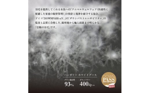 ＜富士新幸謹製＞DOWNPASS 羽毛合掛けふとん・キング|ハンガリーホワイトグースダウン93%【1406115】