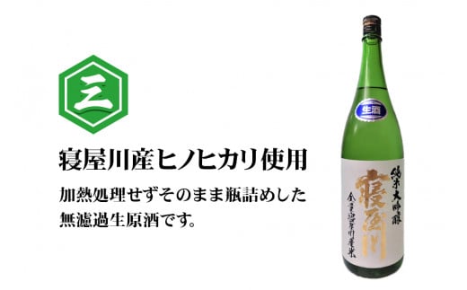 純米大吟醸 寝屋川 無濾過生原酒 一升瓶2本セット｜純米大吟醸 吟醸 大吟醸 酒 日本酒 和食 日本料理 贈り物 贈答用 プレゼント ギフト 晩酌 [0388]