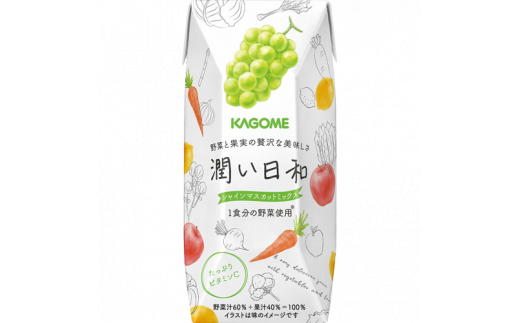 カゴメ 潤い日和 シャインマスカットミックス 200ml×24本 | 茨城県 常陸太田市 ジュース  野菜ジュース シャインマスカット 果汁 野菜 1食分 14種類 フルーティ ビタミンC 贅沢 美味しい プレゼント ギフト 贈り物 父の日 母の日 お中元