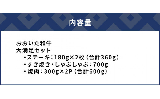 おおいた和牛大満足セット ステーキ2枚・すき焼き700g・焼肉600g 和牛 豊後牛 国産牛 赤身肉 焼き肉 すき焼き しゃぶしゃぶ 大分県産 九州産 津久見市 国産