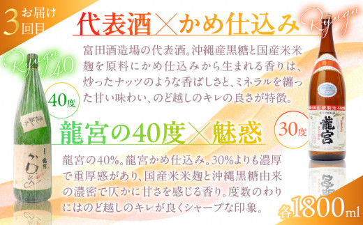 【頒布会(1)】【糖質・プリン体ゼロ】奄美黒糖焼酎 毎月1回（1800ml×2本）×3回お届け　A002-T01