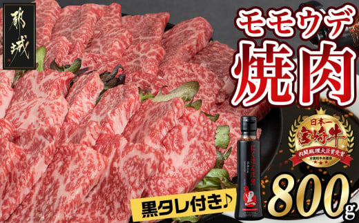 宮崎牛モモウデ焼肉800g(黒たれ付)_21-3101_ (都城市) 都城産 宮崎牛 A4ランク モモ ウデ 焼肉 400g 800g にくほんぽ黒たれ