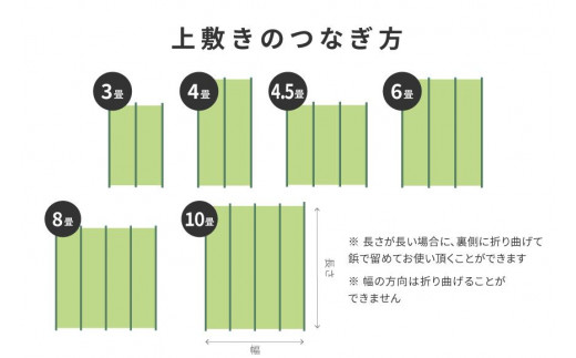 FH014　長さ調節できる国産い草上敷き　三六間（中京間）3畳用 182×273cm