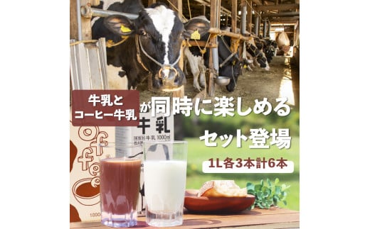 ＜吉本牛乳（さかわの地乳）・ 吉本コーヒー 各1L×3本 合計6本＞ 　　コーヒー牛乳 吉本乳業 高知県 佐川町 成分無調整 生乳100％ ぢちち NHKあさイチで紹介 ご当地牛乳 ご当地コーヒー牛乳