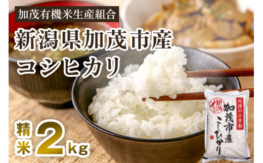 【令和6年産新米先行予約】新潟県加茂市産コシヒカリ 精米2kg 白米 加茂有機米生産組合