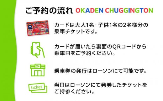 おかでんチャギントン 乗車券（大人1人・子ども1人）カード 1枚