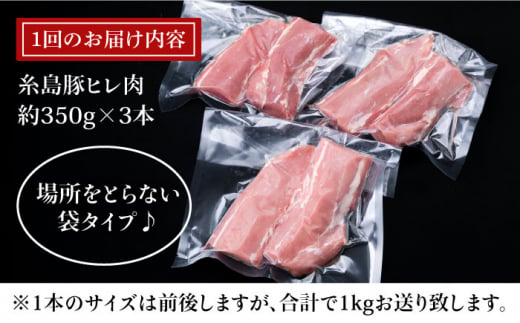 【全3回定期便】糸島豚 ヒレ肉 ブロック 1kg （1本350g前後×3本）《糸島》【糸島ミートデリ工房】 [ACA233]