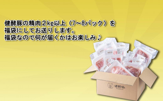 ＜ 定期便 12回 ＞ 北海道産 健酵豚 お楽しみ 福袋 （ 精肉 詰め合わせ ） 毎月 各 2kg 以上 ( 7 ～ 8 パック )  豚肉 精肉 セット 詰め合わせ ブランドポーク