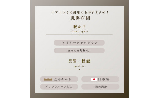 アイダーダックダウン95％使用 羽毛肌掛け布団 キング 1枚（ブルー）　羽毛布団 肌掛け布団 キング アイダーダックダウン95％ 国内洗浄 立体キルト 日本製 ダウンケット 掛布団 寝具 布団 ブルー 夏布団 薄手 寝冷え防止