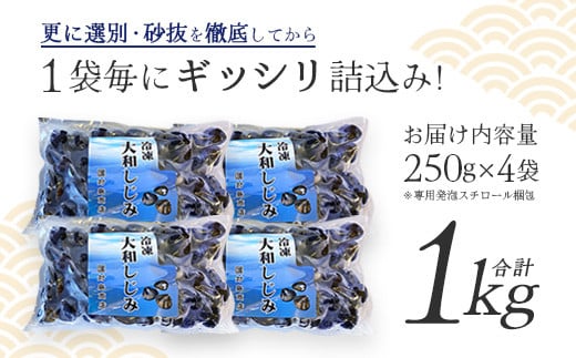 砂抜き済みで手間いらず！冷凍・小川原湖産大和しじみ1kg（250g×4袋）　【02408-0085】