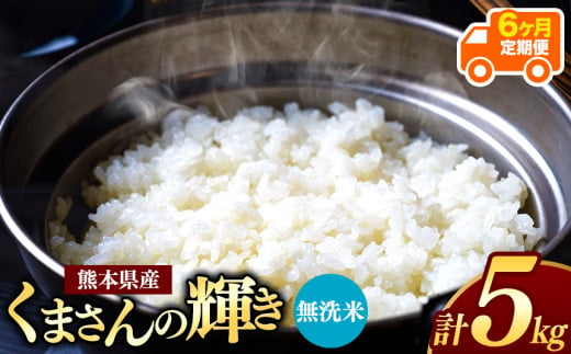 令和6年産   【定期便6回】 熊本県産 くまさんの輝き 無洗米 5kg | 小分け 5kg × 1袋  熊本県産 こめ 米 無洗米 ごはん 銘柄米 ブランド米 単一米 人気 日本遺産 菊池川流域 こめ作り ごはん ふるさと納税 返礼品