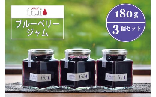 【ふるさと納税】Frui（フリュイ）「ブルーベリージャム」 180g×3個セット｜信濃町特産ブルーベリーをふんだんに使った自然派ジャム☆カフェこあらいの手作りフルーツジャム【長野県信濃町】