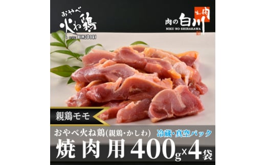 おやべ火ね鶏(親鶏)モモ焼肉用　老鶏ヒネ　かしわ　1.6Kg(400g×4袋真空パック・解凍)【1291436】