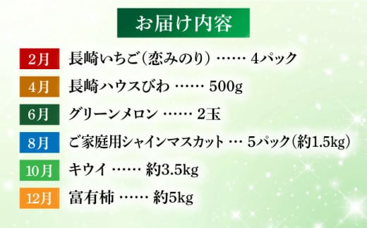 【全6回定期便】【偶数月のみお届け】果物屋が選ぶ 長崎のフルーツ定期便 長崎県/贅沢宝庫 [42ACAF019]