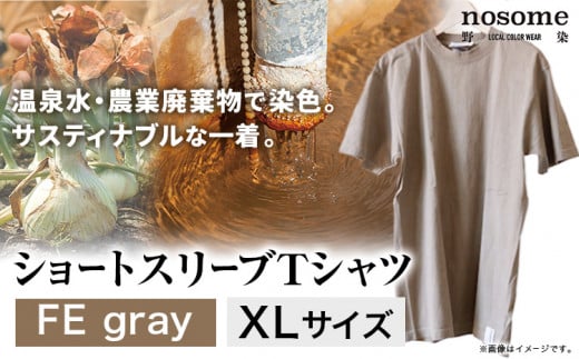 【XL:サイズ】野の色を着る。温泉水・農業廃棄物で染色したショートスリーブＴシャツ FE gray 合同会社nosome《90日以内に出荷予定(土日祝除く)》 送料無料 服 ファッション インナー ギフト レディース メンズ 北海道 本別町 染め 染色 草木染め