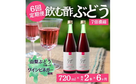 ＜毎月定期便＞飲む酢のイメージを変える!ドリンクビネガーぶどう《7倍濃縮》720ml×2本全6回【4012322】