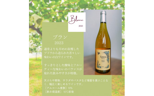 八街産ワイン ブラン2023 白ワイン 国産ワイン 日本ワイン Blanc 千葉県 ワイナリー Sawa Wines