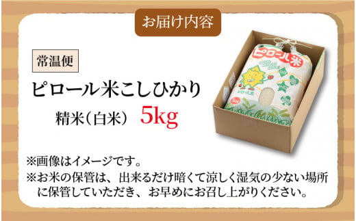 【令和6年産 新米】こだわりの米！弱アルカリ性のピロール米 こしひかり 白米 5kg [A-009001]